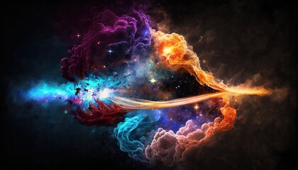 colored galaxy in space surrounded by stars. generative AI