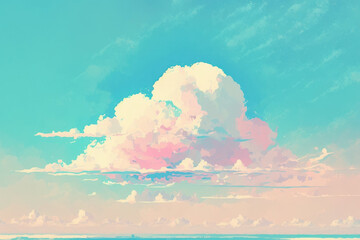 Fototapeta premium Watercolor style of sky sweet color background. generative ai.