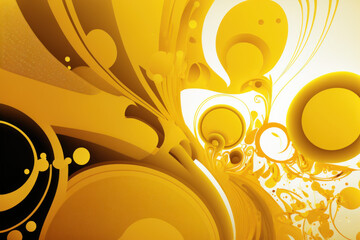 Abstract yellow tone liquid fluid effect background. generative ai.