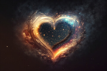 a heart that is floating in space, surrounded by stars and galaxies, symbolizing the infinite nature of the human spirit and the power of the heart to connect us to the wider universe Generative AI