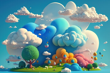 Cute 3d sky and cloud copy space background. generative ai.