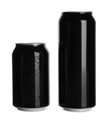 Aluminum cans on white background. Mockup for design