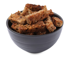 Bowl of crispy rusks isolated on white