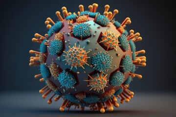 Fototapeta premium Microscopic View of an Infectious Virus: Exploring the Hidden World of Pathogens, generative ai
