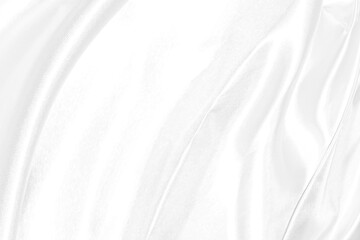 Fototapeta na wymiar Closeup elegant crumpled of white silk fabric cloth background and texture.