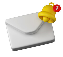 3D white envelope email message bell alert icon sign notification illustration