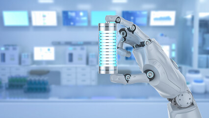 Battery research and development with robot in laboratory