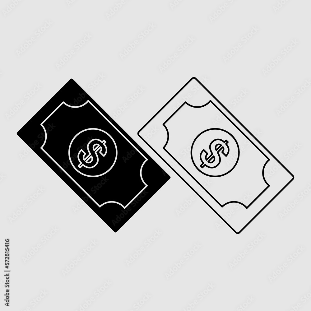 Poster dollar money icon vector for web, computer and mobile app on gray background..eps