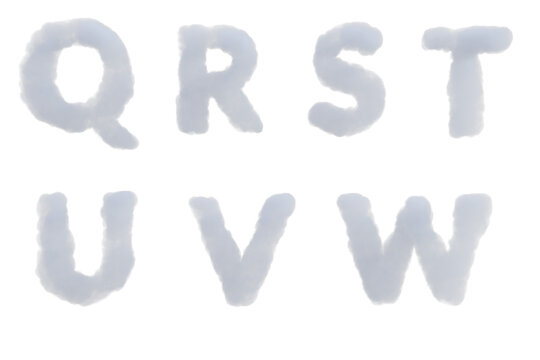 Cloud alphabet upper case. 3d render isolated .