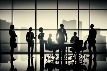 silhouettes of business people at office