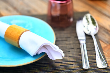 table setting in the restaurant for the cafe interior menu
