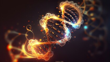 DNA molecules close-up macro. generative ai