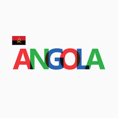 Angola's colorful typography with its national flag. African country RGB typography.