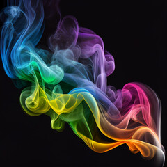 Obraz na płótnie Canvas Abstract colorful smoke on black background. Generative AI illustration