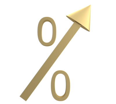 % percent golden yellow orange gradient color arrow direction growth up symbol decoration business rate financial wealth money investment loan economy save banking progress rise inflation stack high  - Powered by Adobe