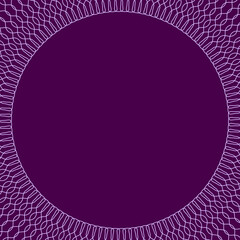 decorative frame with lace pattern. purple background with circles for copy space. Vector illustration..