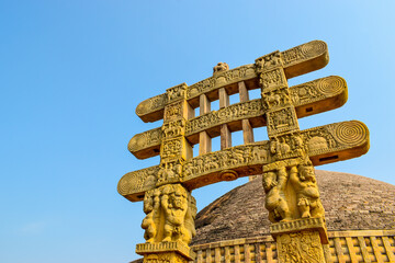 Monuments of Sanchi Stupa which is a heritage site in India located in Madhya Pradesh state