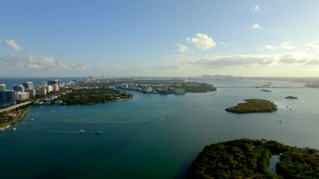 Beautiful landscapes Miami Beach Biscayne Bay FL 4k
