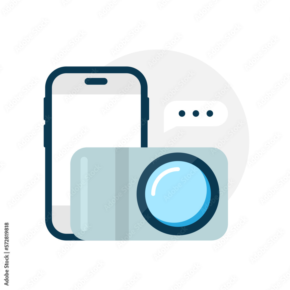 Poster camera access permission on smartphone concept illustration flat design vector eps10. modern graphic