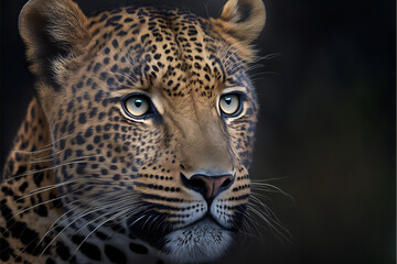 Fototapeta na wymiar This close up portrait of an endangered amur leopard, animals, wildlife, Generative AI