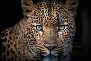 Fototapeta na wymiar This close up portrait of an endangered amur leopard, animals, wildlife, Generative AI