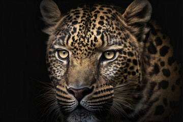 Obraz na płótnie Canvas This close up portrait of an endangered amur leopard, animals, wildlife, Generative AI