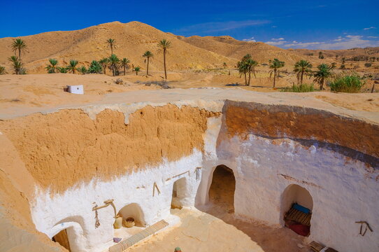 Traditional berber house near Matmata in Sahara Desert, Tunisia,