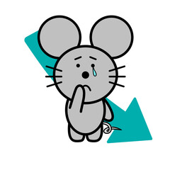ネズミ　下矢印　ビジネス　イラスト