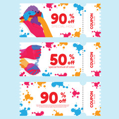 holi special coupon sale vector design