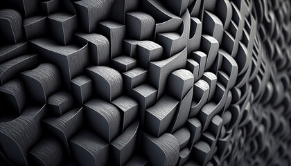 Black cubes abstract geometric background 3d illustration