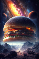 food planet hamburger galaxy, ai