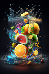 Fototapeta na wymiar fruit in water, Let it taste the way it should. Keep it fresh, ai