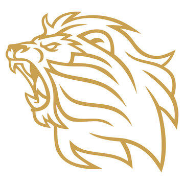 Lion Roaring Gold Golden Logo Design Icon