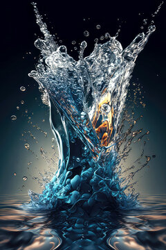 passion for water, water splash background, abstract water,  ai