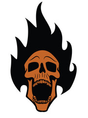 vector head skull fire illustration 1
