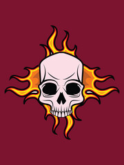 vector head skull fire illustration