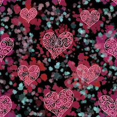 Fototapeta premium pink valentine hearts seamless pattern background fabric fashion design print wrapping paper digital illustration texture wallpaper colorful image 