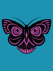 vector skull butterfly illustration