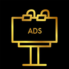 advertising billboard icon in gold color