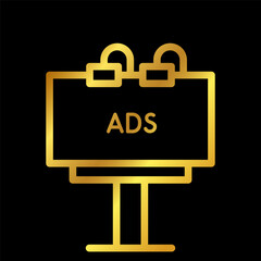 advertising billboard icon in gold color