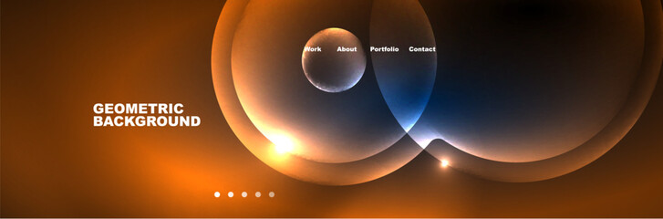 Shiny neon circles and bubbles, dark abstract background with blurred magic neon light, wallpaper design