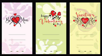 Set off greeting card invitations for valentine day with caligraphic hand writing. Colorful background elegan and softy 
