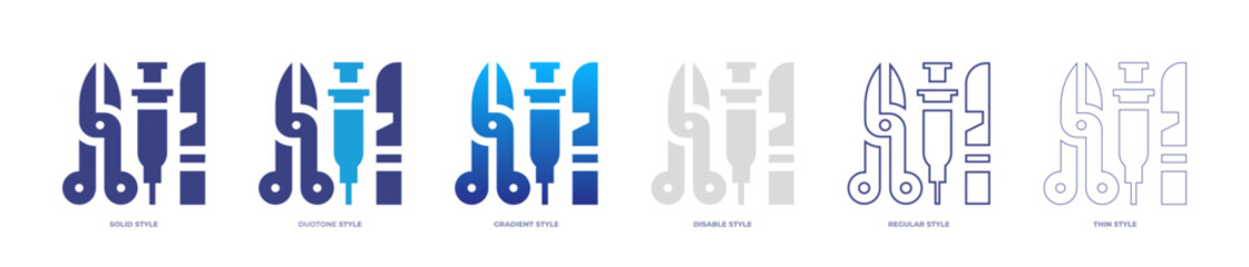 Medical instruments icon set full style. Solid, disable, gradient, duotone, regular, thin. Vector illustration and transparent icon.