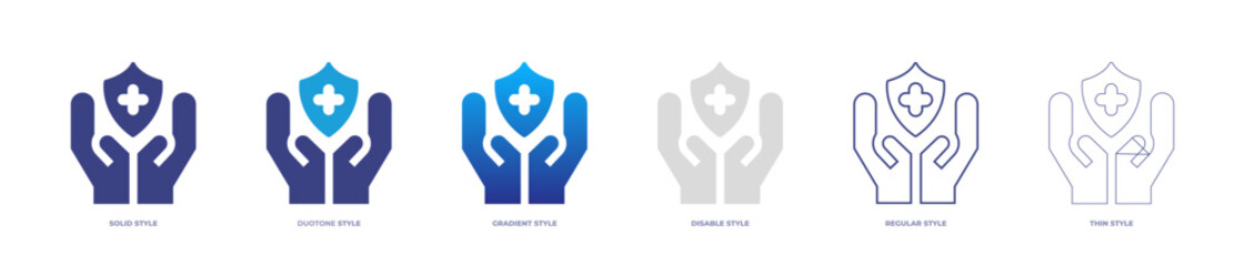 Life insurance icon set full style. Solid, disable, gradient, duotone, regular, thin. Vector illustration and transparent icon.