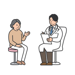 男性医師から説明を受ける年配女性のイラスト
