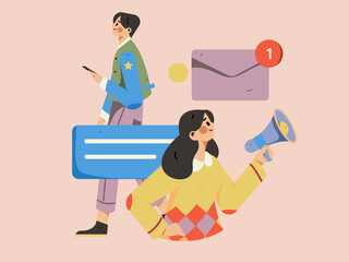 Notice bulletin vector creative flat hand drawn illustration
