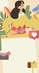 Notice bulletin vector creative flat hand drawn illustration
