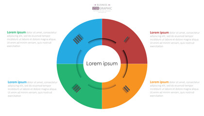 Infographic mindmap element template with 4 dot circle and flat style. Colorful can be used for presentation slides.	