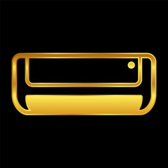 air conditioner machine vector icon in gold color
