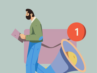 Notice bulletin vector creative flat hand drawn illustration
